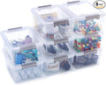 Anywish 8 Packs Small Storage Bins 1.3 QT Plastic Storage Container Stackable Box with Lids for Organizing Clear White