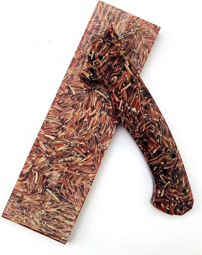 DIY Knife Handle Blank Material 2pcs Grain Shell Resin Carved Decorative Board(Red135x40x8mm)
