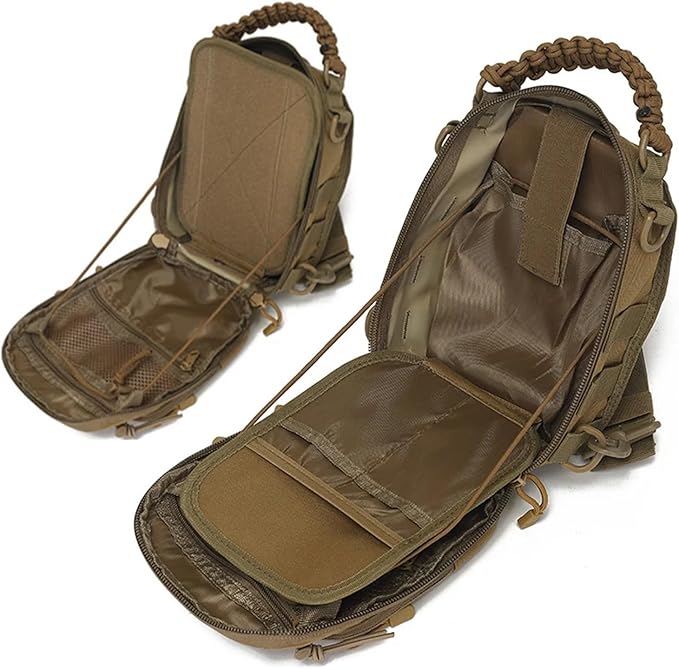 Genérico Compatible For Tactical Men's Chest Bag Outdoor Climbing Hunting Systerm Hook and Loop Hiking Trekking Backpacks(Khaki)