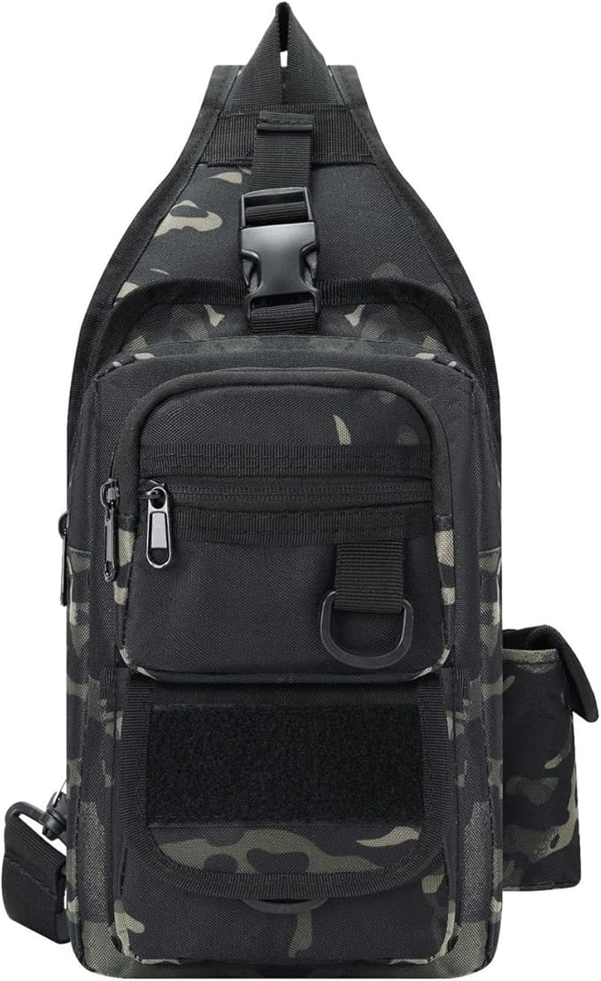 Tactical Chest Pack Military Molle Bag Men's Outdoor Sling Crossbody Bag(Brown Grey)