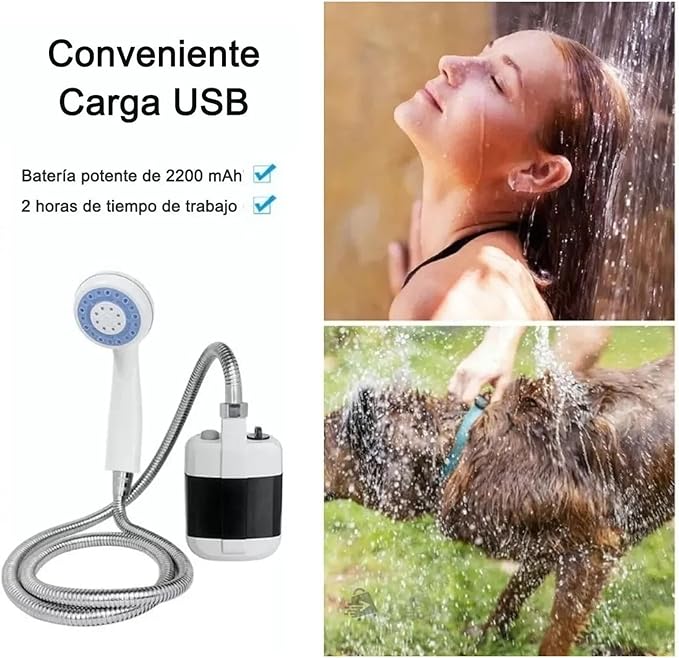 Portable Camping Shower Rechargeable Electric Shower Outdoor Shower Head Sprayer Set for Camping Hiking TravelingRV A