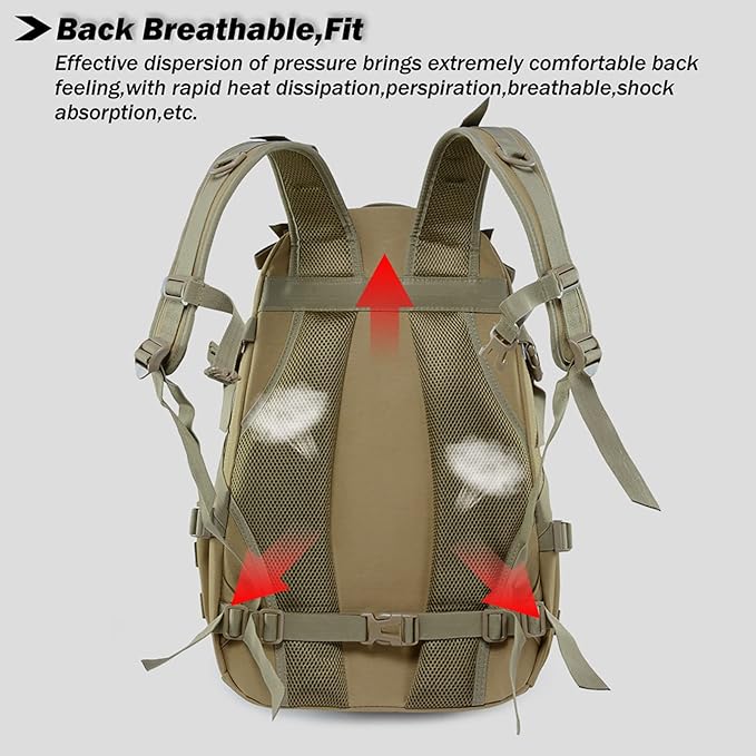 Military Tactical Backpack25L Army 3 Days Assault Pack BagOutdoor Tactical Bag Backpack for MenMolle Rucksack Waterproof (CamoB)