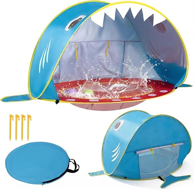 Baby Beach Tent - Shark Pop Up Beach Tent Sun Shade for Beach Portable Shade Pool UV Protection Sun Shelter for Outdoor Travel Camping