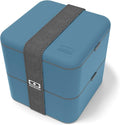 monbento - Large Bento Lunch Box MB Square Denim with 2 Compartments - 57 oz - Leakproof Lunch Box for Work/Picnic/Meal Prep - BPA Free - Microwave &amp Dishwasher Safe - Blue