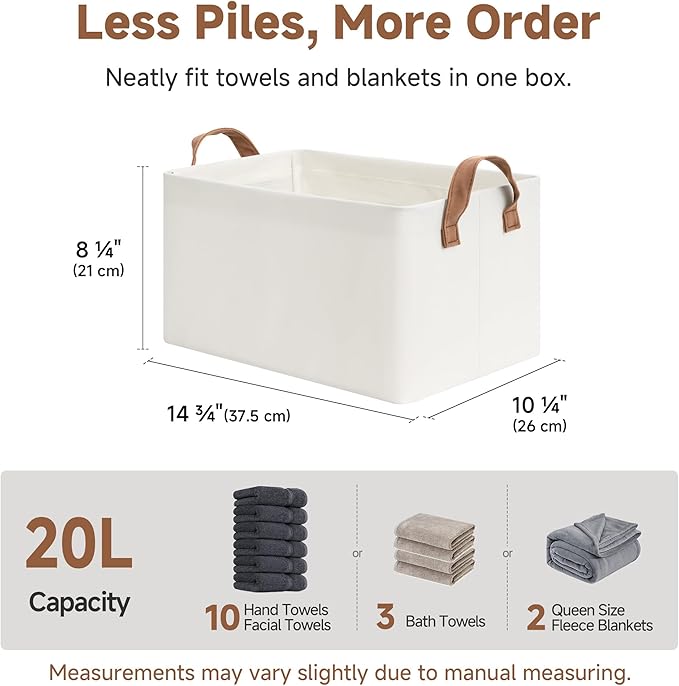 StorageWorks Storage Bins Fabric Storage Bins for Shelves Storage Baskets with Metal Frame Closet Baskets and Bins with Handles Beige 2-Pack