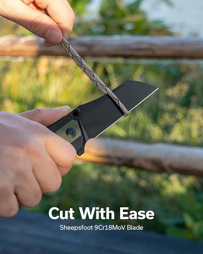 SENCUT Draxor Folding Pocket Knife for EDC Camping Knife with 3.7'' 9Cr18MoV Blade &amp G10 Handle Gift for Men Women (Green)