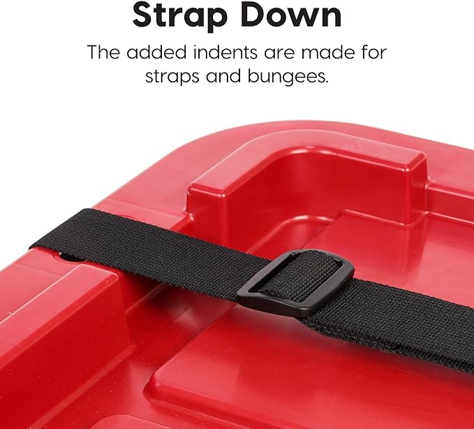 IRIS USA 4-Pack 27 Gallon Storage Bins with Lids |Made in USA| Heavy Duty Plastic Tote Containers for Truckbed Tool Box Organization Large - Red