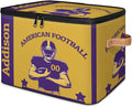Custom Storage Bins with Zipper Lid American Football Personalized Foldable Storage Baskets Sport Closet Shelf Clothes Organizer Cube with PU Leather Handles