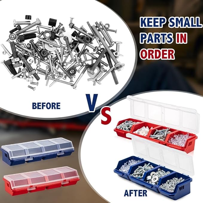 4 Piece Screw Organizers and Storage Bins with Locks Hardware Organizer Box Plastic with Compartment Bolt Organizer