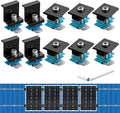 Anbte 10 PCS Solar Panel Clamps for Unistrut Aluminium 40mm 6 x T-Shaped Mid Clamps + 4 x End Clamps Solar Panel Mounting Brackets for Metal Tin Flat Sheet Roofs RV Black