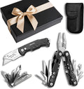 UltraTac Military Grade Multitool Gift Set for Men Compact Survival Kit for Car Emergency Birthday or Holiday Gift for Man Pocket EDC Tools for Camping Hiking &amp Quick Fixes - Stainless Steel