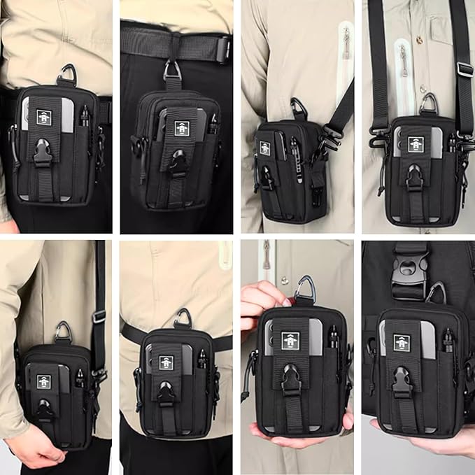 Outdoor Sports Men's Fanny Pack Multifunctional Shoulder Crossbody Work Site Bag Wear-Resistant Waterproof 7 Inch Cell Phone Bag Tactical Tool Bag Hunting Bag