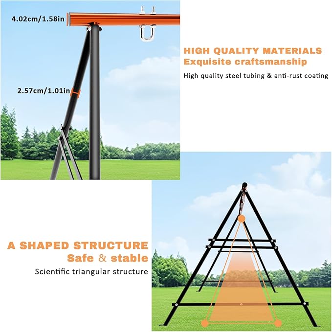 Swing Stand Frame Swing Sets for Backyard Hammock Chair Stand Only Max Load 550Lbs for Patio Playground Park(Swing not Included)