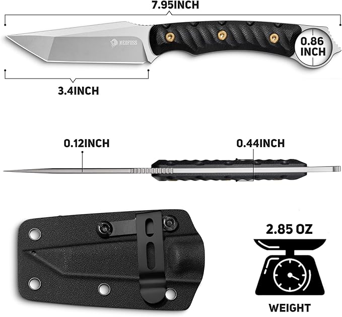 NedFoss PIONEER EDC Fixed Blade Knife with Sheath 3.4 14C28N Steel Hunting Knife with G10 Handle Camping Fixed Blade Small EDC Knives for Hiking Survival