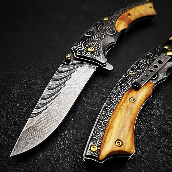 Engraved Pocket Knife Upgraded Multitool with Safety Locking Blade