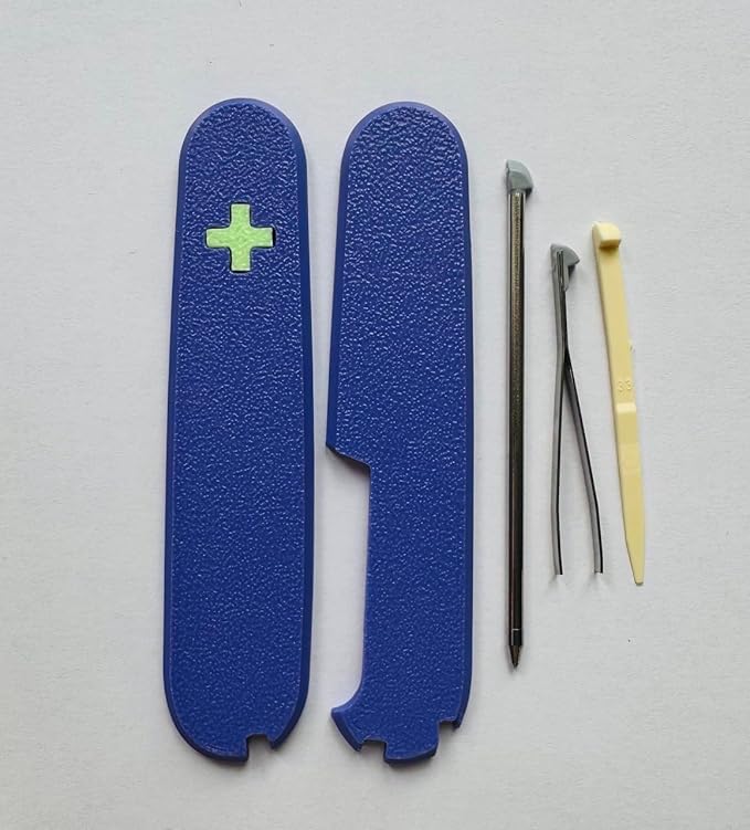 Replacement Covers For Victorinox Scales Plus 91mm Plastic Handles With Toothpick Tweezers And Ballpoint Pen Glowing Cross (Violet)