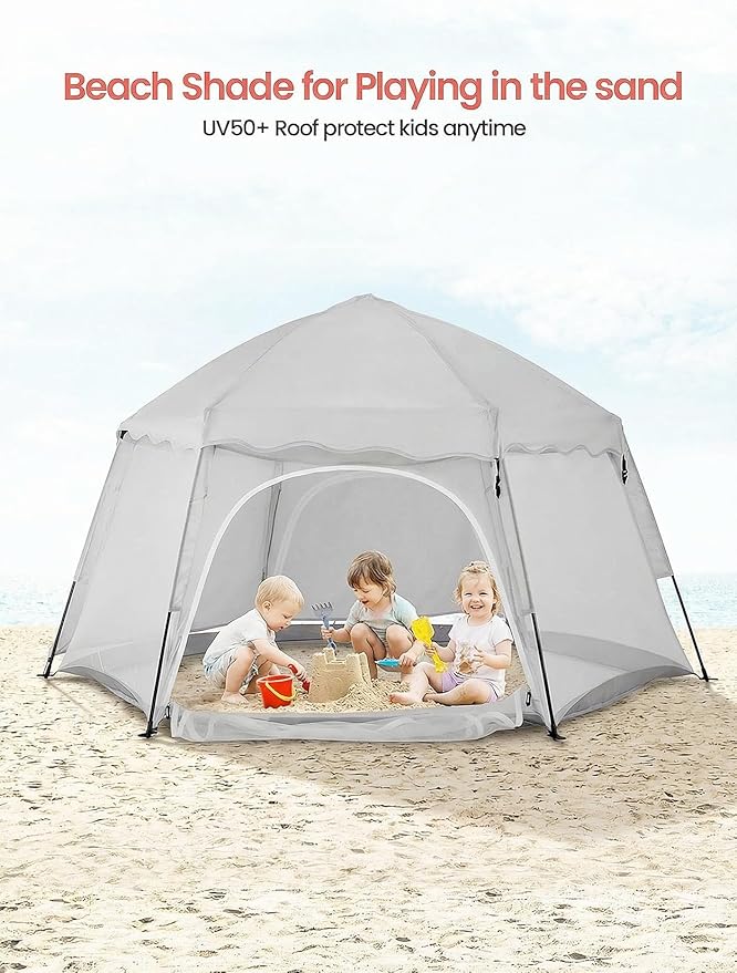 Porayhut Large Pop Up Play Tent for Kids 78 Instant Toddler Playhouse with Removable Floor &amp UV50+ Sun Shade 360° Mesh Mosquito-Free Tent for Indoor Outdoor Beach Backyard Fits 4 Kids