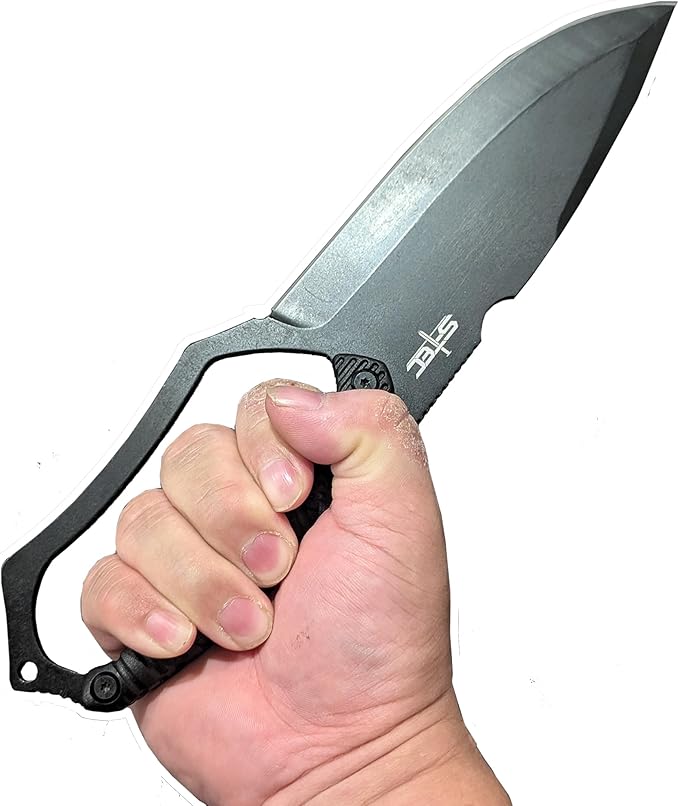 NLX 11 Black Stonewash Tanto Drop Point Style Machete and Outdoor Tools with Glass Breaker Full Tang Stainless Steel Fixed Blade with ABS Sheath. Durable Gear for Camping Hiking Bushcraft EDC Use