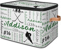 Custom Hockey Storage Bins with Lid Personalized Foldable Storage Basket Boxes with Handle Sport Shelf Basket Closet Organizer Cube