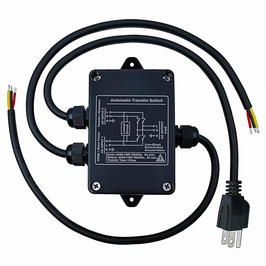 ATS AC 120V Auto Transfer SwitchAutomatic Transfer Switchfor Emergency Lights Water Pumps Monitoring etc(bicut AC).