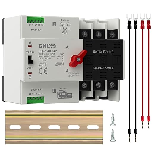 AC110V/120V 100Amp Automatic/Manual Transfer Switch 3P 50/60Hz 3Poles Mini ATS Auto Dual Power Switch Automatic Changeover Fast Transfer for Home Generator Soalr Rv and Lv Power