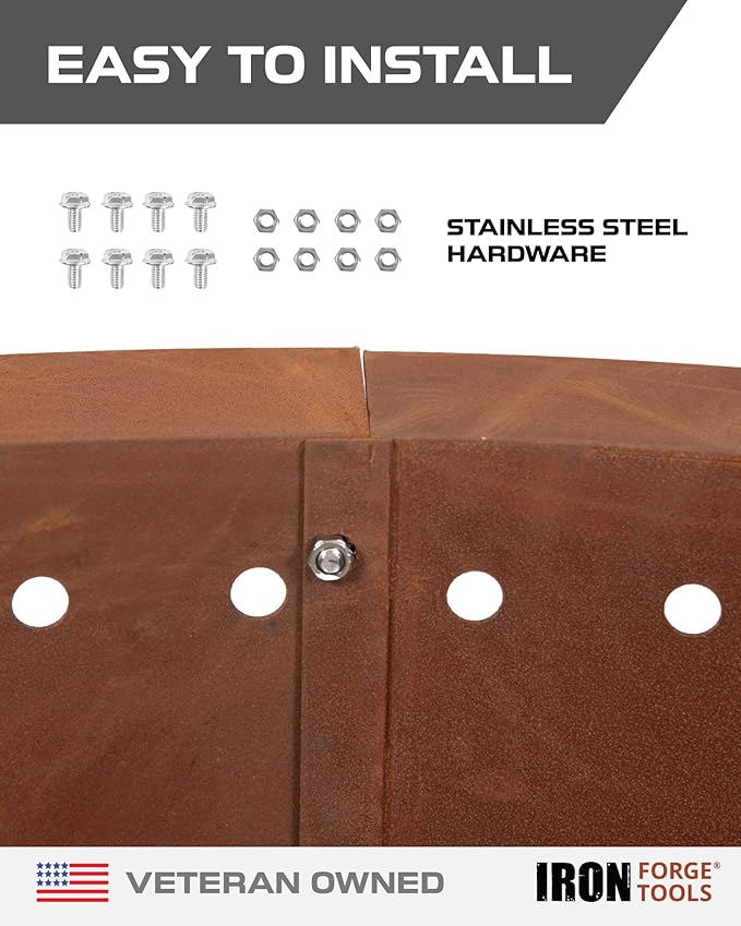 Heavy Duty Metal Smokeless Permanent Fire Pit Ring 48 inch Outer/42 inch Round Fire Pit Insert Liner for Outdoor Firepits for Outside Corten Steel (48x42x10) Patent Pending