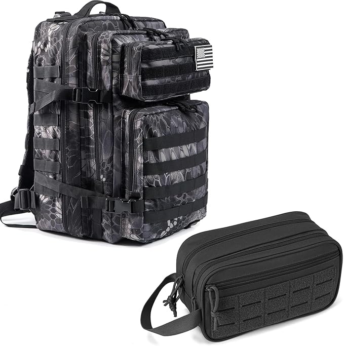 QT&ampQY 45L Tactical backpack &amp Tactical Toiletry Bag