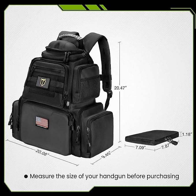 TIDEWE Tactical Range Backpack Bag for Gun and Ammo with Pistol Case