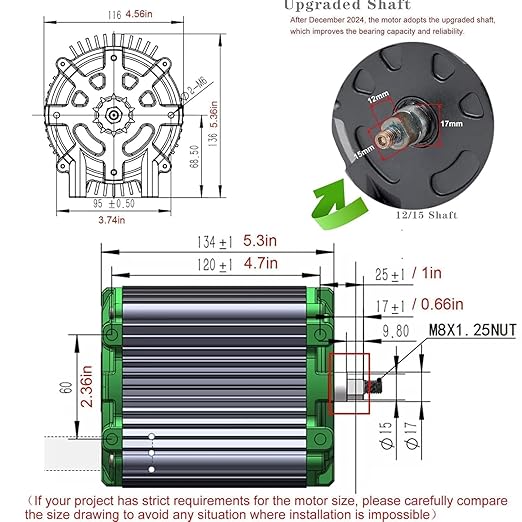Kunray 72V 5000W Electric Brushless DC Motor Kit Temperature Sensing Motor Electric Go Kart Motor 6800RPM High Speed Motor 100A 24 Mosfet Controller for Razor Dirt Bike Electric Motorcycles(72V5000W)