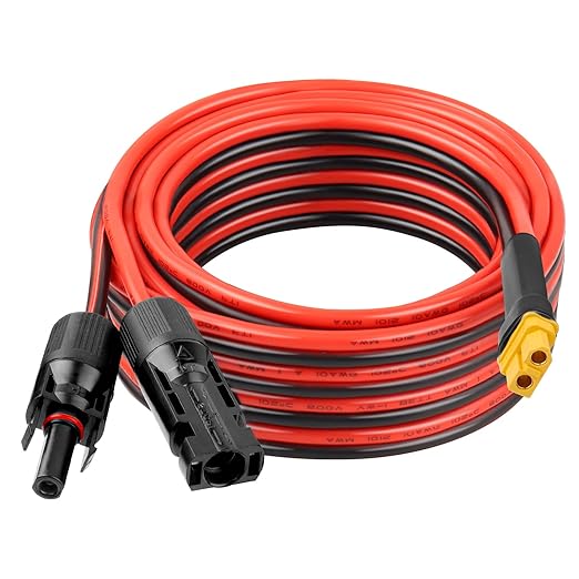 10AWG 20FT XT60 Solar Extension Cable 2 3 6 10 15 20 25 35 40 50 75 100FT XT60 Solar Extension Connector Adapter Thicker Cable Female to Male for Portable Power Station Solar Panel RC LiFePO4 Battery