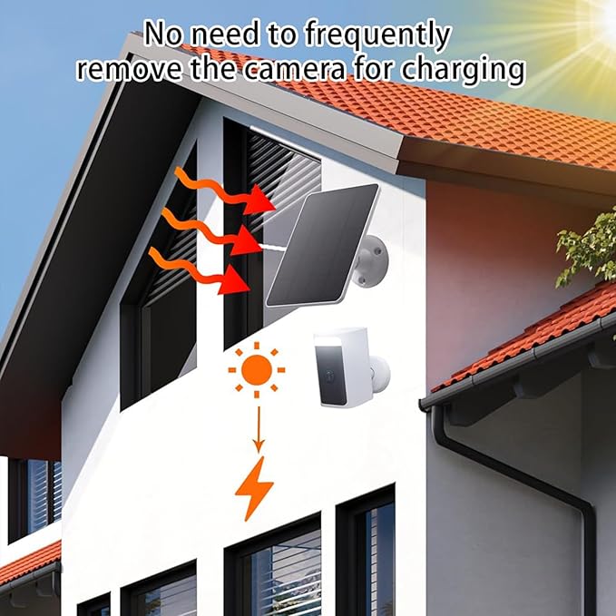 2 Pack Solar Panels Compatible with WYZE Battery Cam Pro Solar Panels for Wireless Security Camera Outdoor 4W Type C Port 10ft Micro USB Cable and Adjustable Mount White