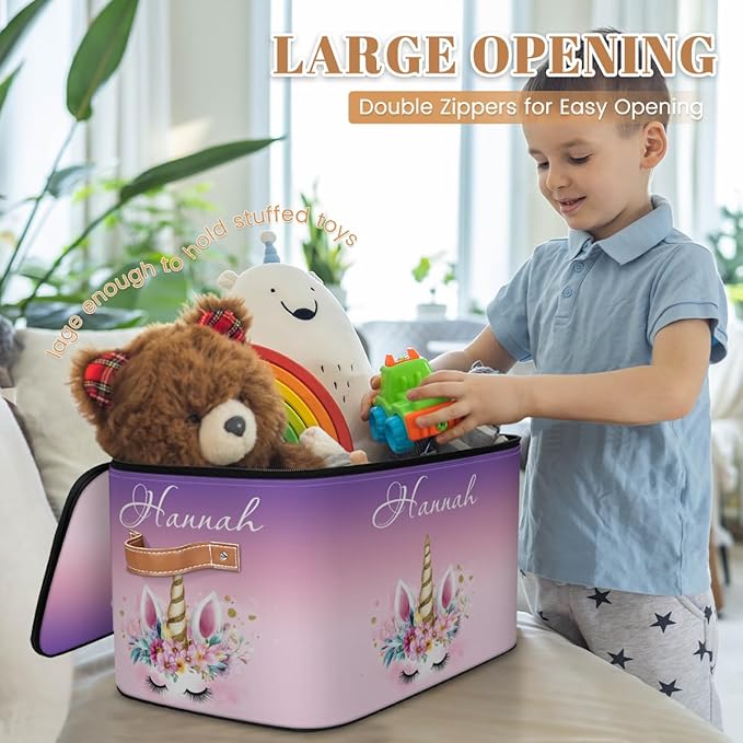 Custom Unicorns Storage Bins with Lid Foldable Personalized Storage Basket Boxes with Handle Shelf Basket Closet Organizer Cube