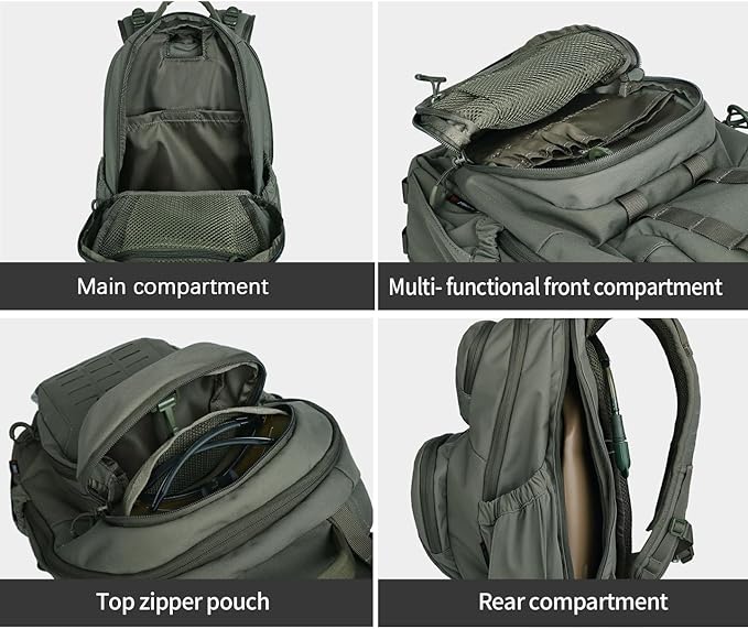 BOMTURN Military Tactical Backpack Small Army Molle Bag 2 Day Assault Pack 25L with Bottle Holders