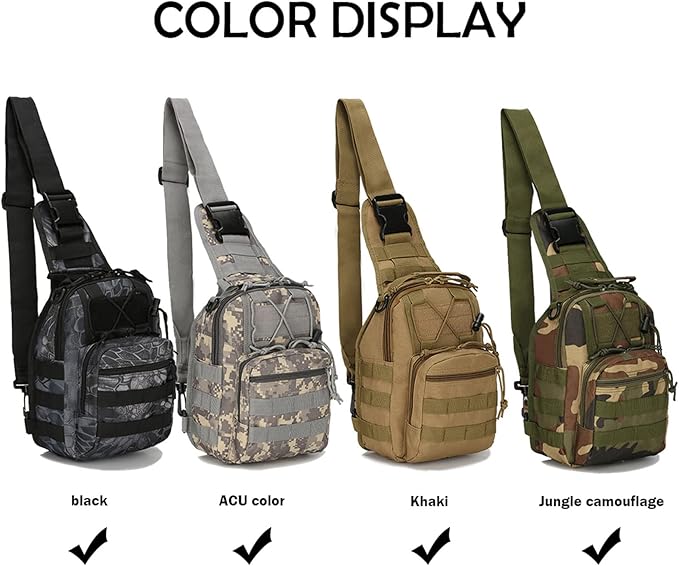 Universal Tactical Sling Backpack - Compact Durable Molle System Crossbody Bag for Camping Hunting Hiking Personal Defense