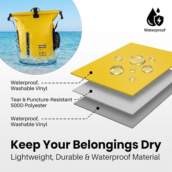 Dry Bag Waterproof 25L-Floating&ampLightweight Bags for Women Waterproof Backpack for Kayaking Boating FishingPaddle boarding Camping HikingRoll-Top Seal&ampAdjustable Shoulder Straps