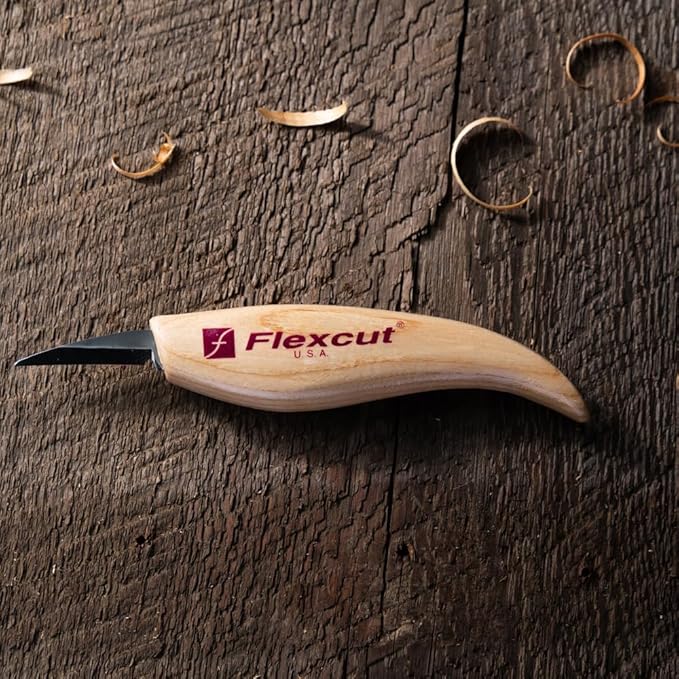 FLEXCUT KN13 Detail Knife – 1.50″ High-Carbon Steel Blade Very Fine Point Ash Wood Handle 0.15 lb Made in USA