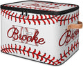 Custom Baseball Storage Bins with Lid Foldable Personalized Storage Basket Boxes with Handle Shelf Basket Closet Organizer Cube