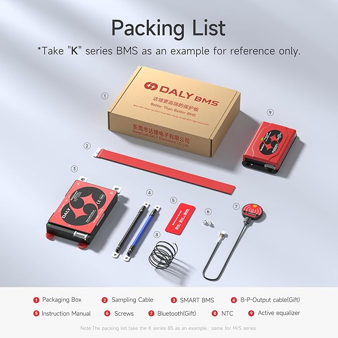 DALY BMS 48V 16S 200A Balance - Smart Bluetooth BMS with 5A Active Cell Balancing for 48V LiFePO4 Battery Pack Golf Carts Electric Motors Solar Energy Power Systems