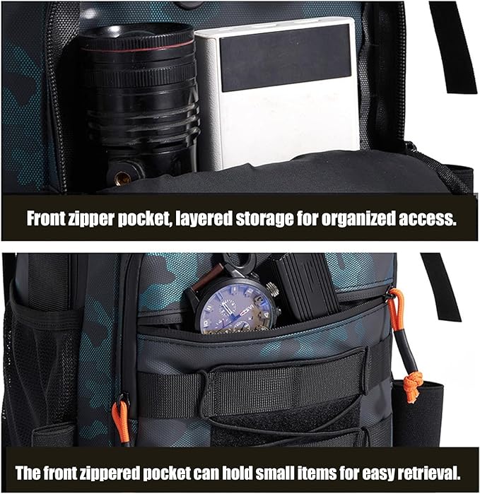 Fishing Backpack With Rod Holder Men's Shoulder Molle Bag Multifunctional Large Capacity for Hiking Travel Fishing(Gray)