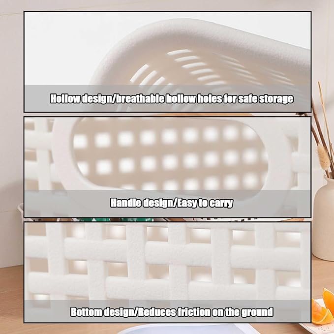 LASIEYO 6 Pack Bamboo Lid Storage Bins - Decorative Organizer Baskets for Pantry