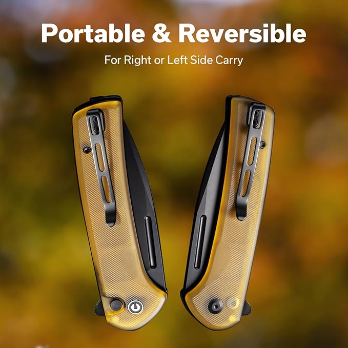 CIVIVI Pocket Folding Knife Button Lock Knife with Flipper Opener for EDC 3.48 Nitro-V Blade Ultem Handle Conspirator Utility Knife for Outdoor C21006-6