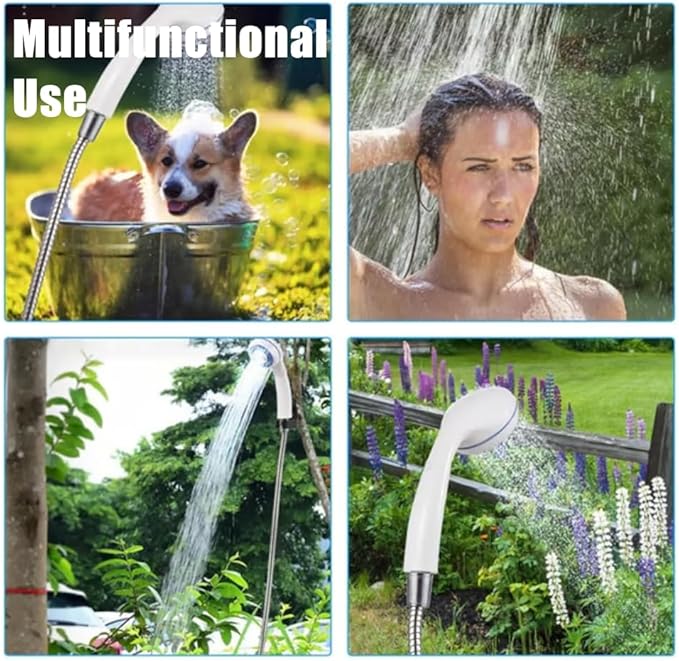 Portable Camping Shower with Adjustable Flow - for Easy &amp Convenient Outdoor Cleaning Pumps Water from Bucket Experience Refreshment Anywhere for Camping Hiking Car Washing Pet Cleaning