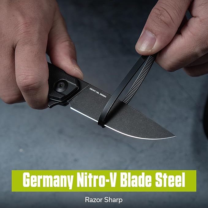 CIVIVI Navo Pocket Knife for EDC 3.25 Nitro-V Blade G10 Handle with Reversible Clip Folding Knife for Men Women C25015A-1 Black
