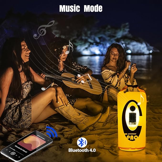 Qoolife Dry Bag Waterproof with Solar Bluetooth Speaker &amp Light - 10L/20L Roll Top Dry Sack Keeps Gear Dry for Men Women Kayaking Beach Rafting Boating Hiking Camping and Fishing