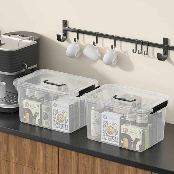 18 Liter Clear Plastic Box with Lid 4-pack Clear Bins Totes for Storage