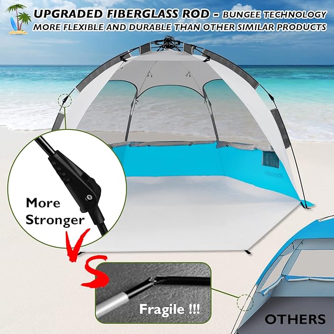 Beach Tent Pop Up Shade Instant Beach Tents Sun Shelter with UPF 50+ UV Protection Lightweight &amp Easy Setup Tent