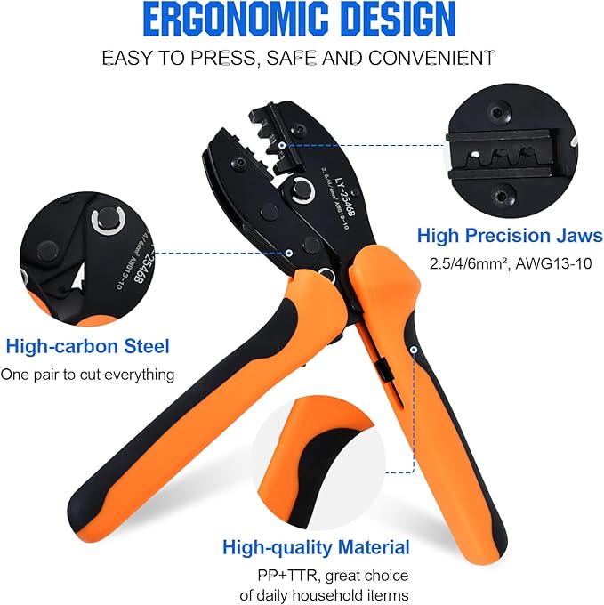 ECO-WORTHY Solar Crimper Tool Kit 13 PCS Solar Tools - a Crimper 10 Pairs of Solar Connectors 2 Pairs of Solar Connector Spanner Wrench for Solar Panel Cable Assembly and Installation