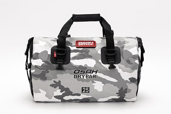 Waterproof Duffel&amp Luggage Bag - Motorcycle Dry Bag Tail Saddle Bags with Roll Top ClosureLarge Storage Spacefor Camping Kayaking Fishing &amp Traveling(Sky 25L)