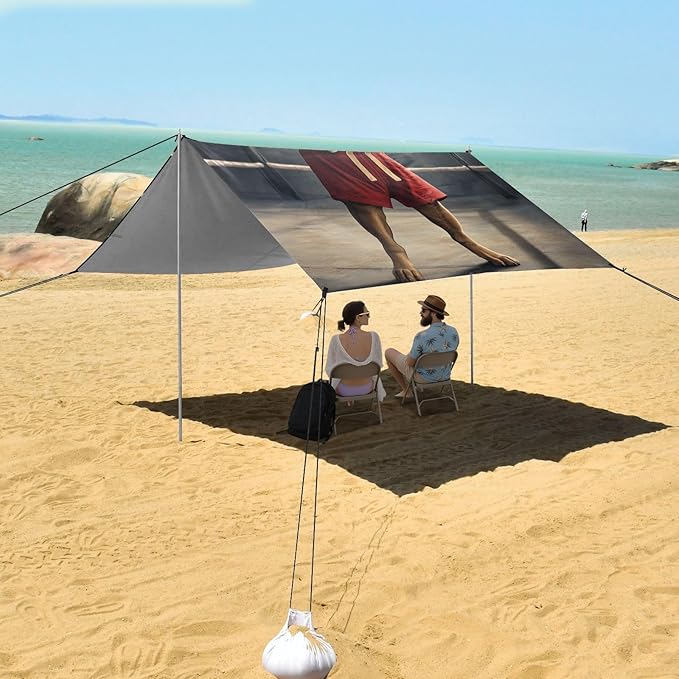 ALAZA A Dog Labrador Boxer Red Uniform Beach Tent Sun Shelter Portable Canopy Sunshade for Outdoor Camping Picnics Backyard Fun 10x9 ft