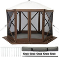 10x10FT Portable Gazebo Tent with Mosquito Netting - Instant Setup Canopy Shelter 6 Sidewalls &amp Carry Bag Stakes for Camping Backyard Lawn Events